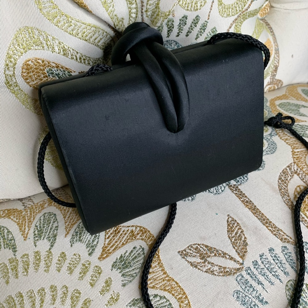Valerie Stevens Evening Bag Black Knot Box Purse - Picture 5 of 6